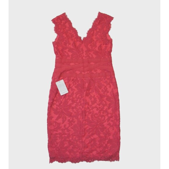NWT TADASHI SHOJI Embroidered Lace V-neck Sheath in Cantaloupe Dress 8P - Picture 7 of 10